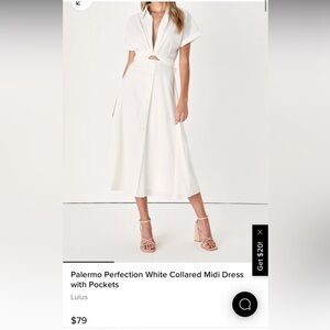 BRAND NEW WITH TAGS - Palermo Perfection White Collared Midi Dress with Pockets